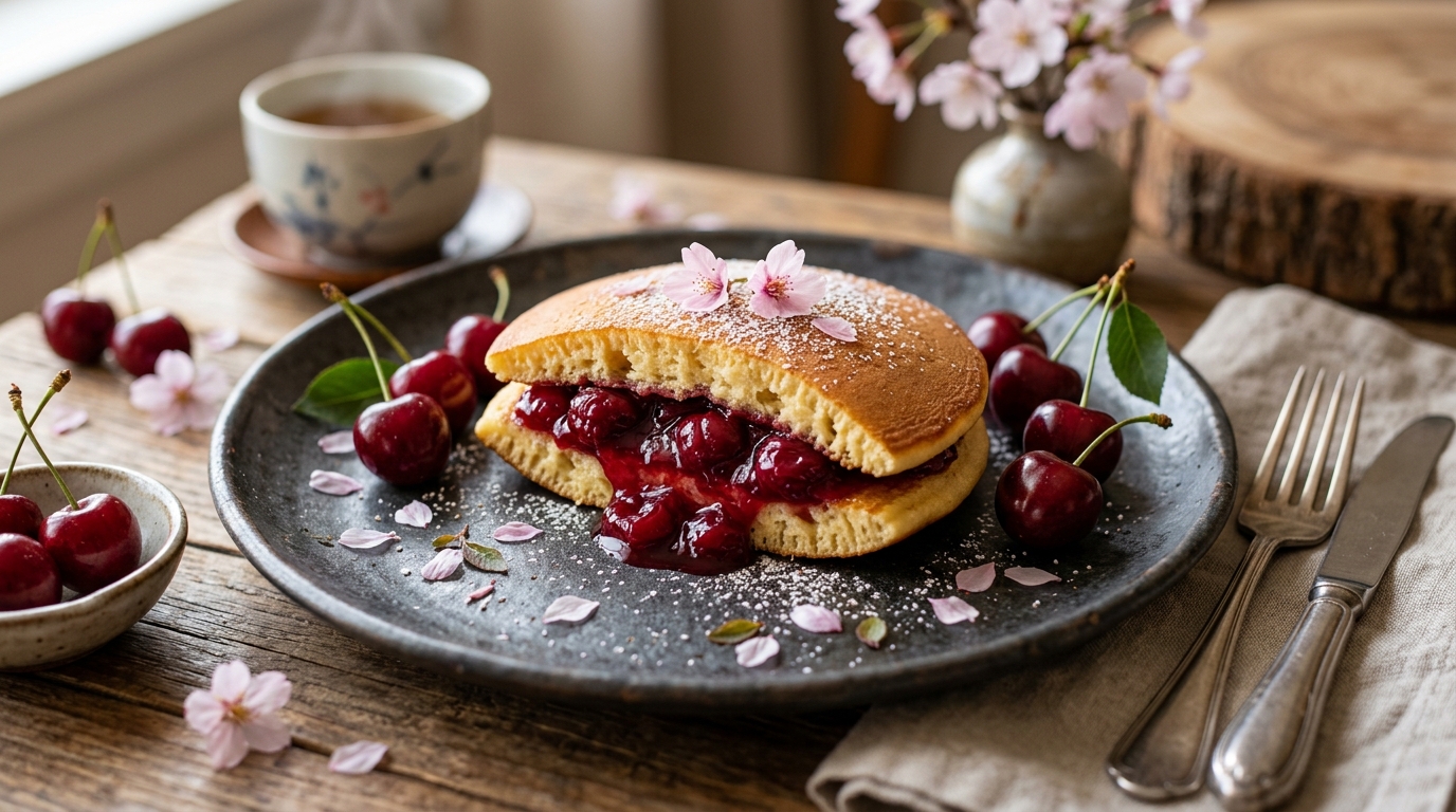 Sakuriyaki de cereza con flores de cerezo