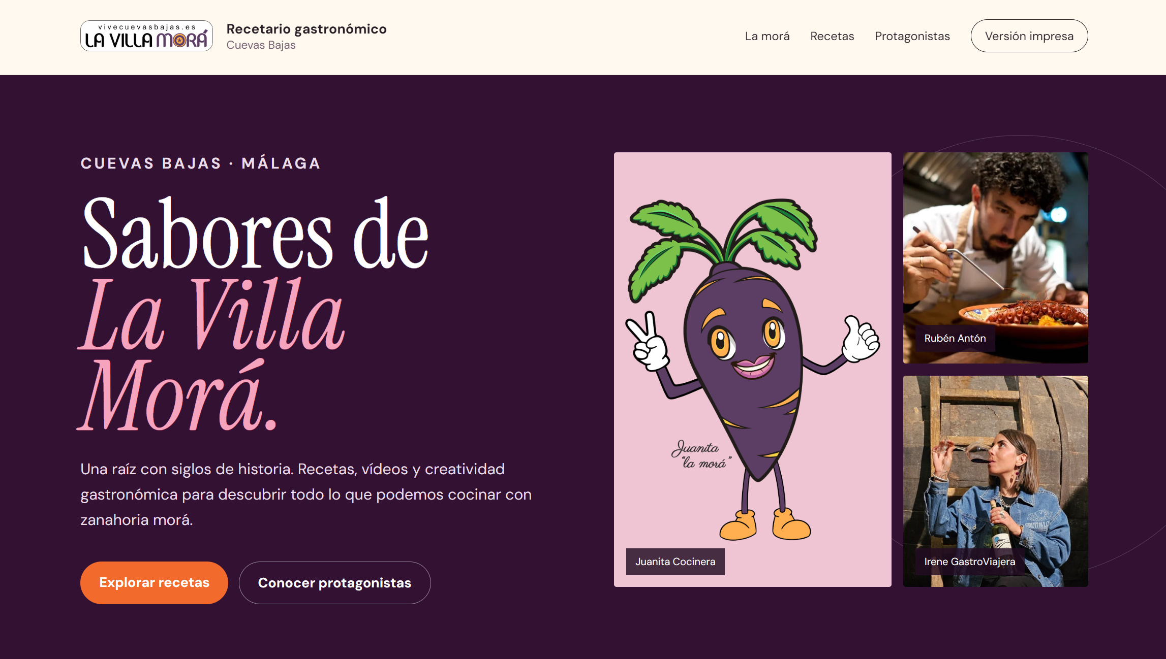 Portada del recetario La Villa Morá, Cuevas Bajas